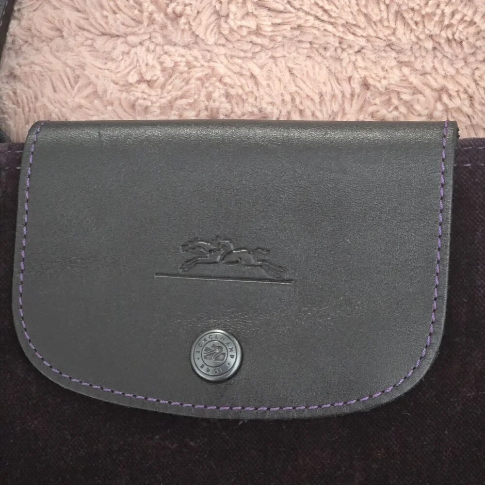 Longchamp Pliage velvet mini Multicolour‎ Black/Eggplant